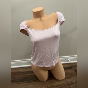 wild fable light pink off-shoulder short sleeve top